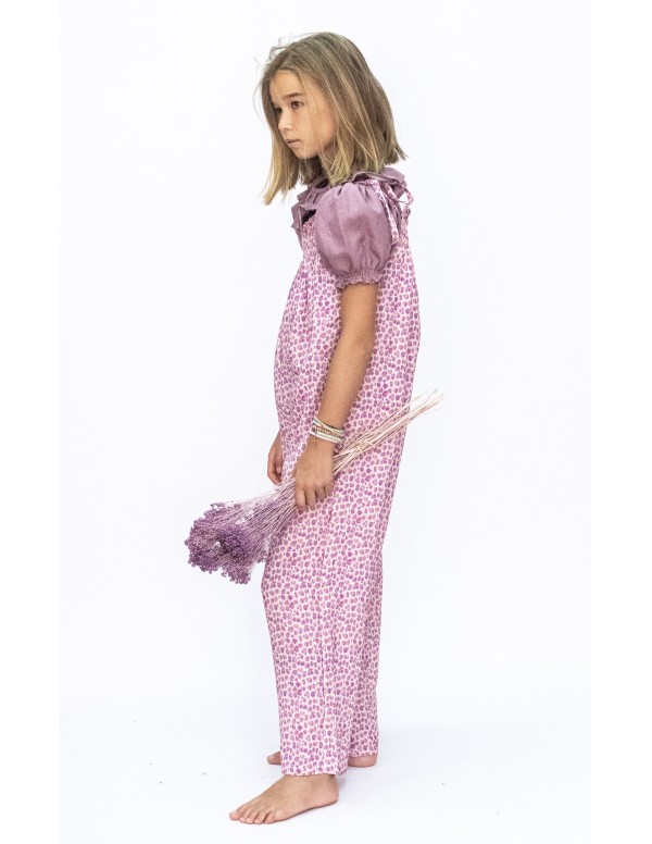 BLUSA VOLANTE CON GOMA ROSA