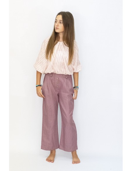 PANTALON LINO LISO ROSA