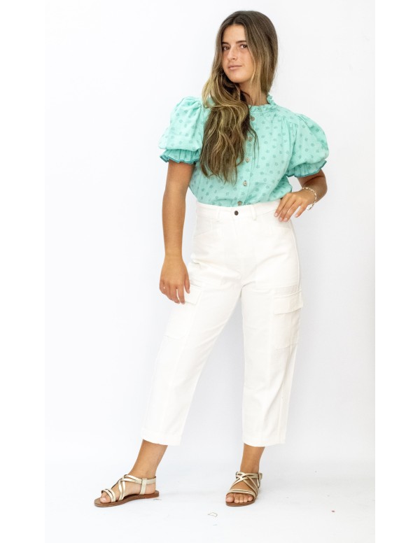 PANTALON JEAN CARGO BLANCO