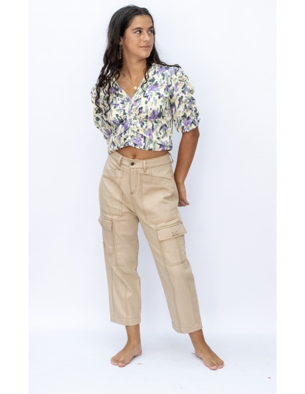 Pantalón jean Cargo beige | Moda chicas | Dímelo Hilando