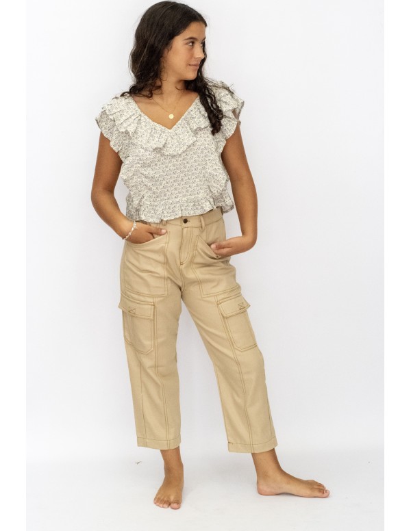 Pantalón jean Cargo beige | Moda chicas | Dímelo Hilando