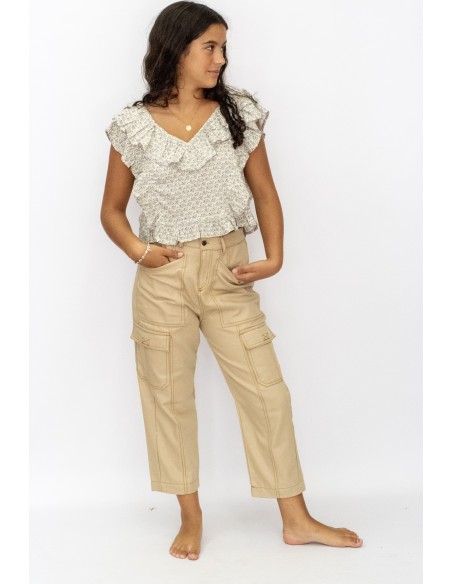 Pantalón jean Cargo beige | Moda chicas | Dímelo Hilando