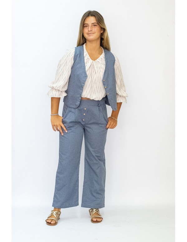 TOP BASICO LUNAR AZUL | Dimelo Hilando SS24