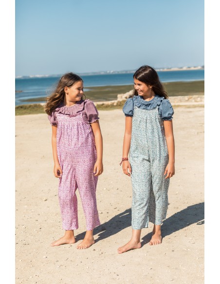 BLUSA VOLANTE CON GOMA ROSA