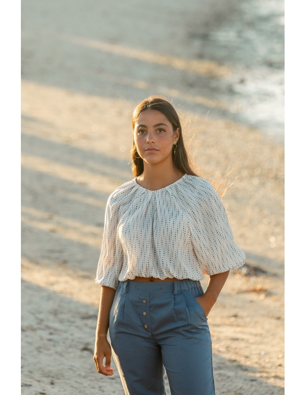 TOP BASICO LUNAR AZUL | Dimelo Hilando SS24