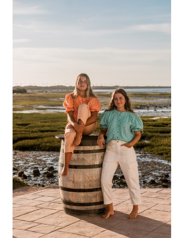 PANTALON JEAN CARGO BLANCO