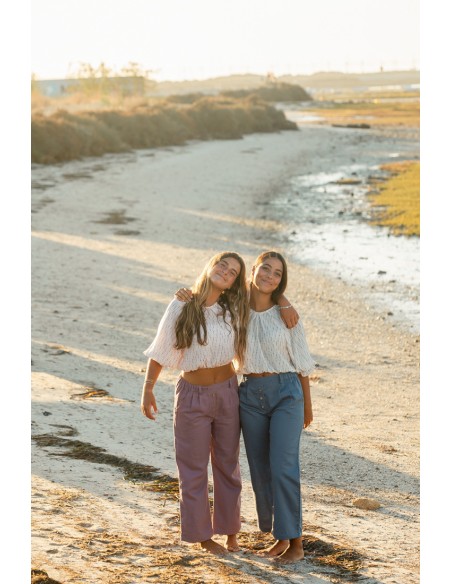 PANTALON LINO LISO ROSA