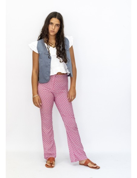 PANTALON CAMPANA ABANICOS ROSA