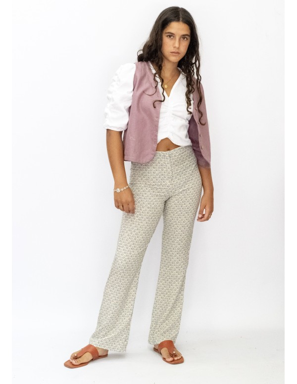 PANTALON CAMPANA ABANICOS VERDE