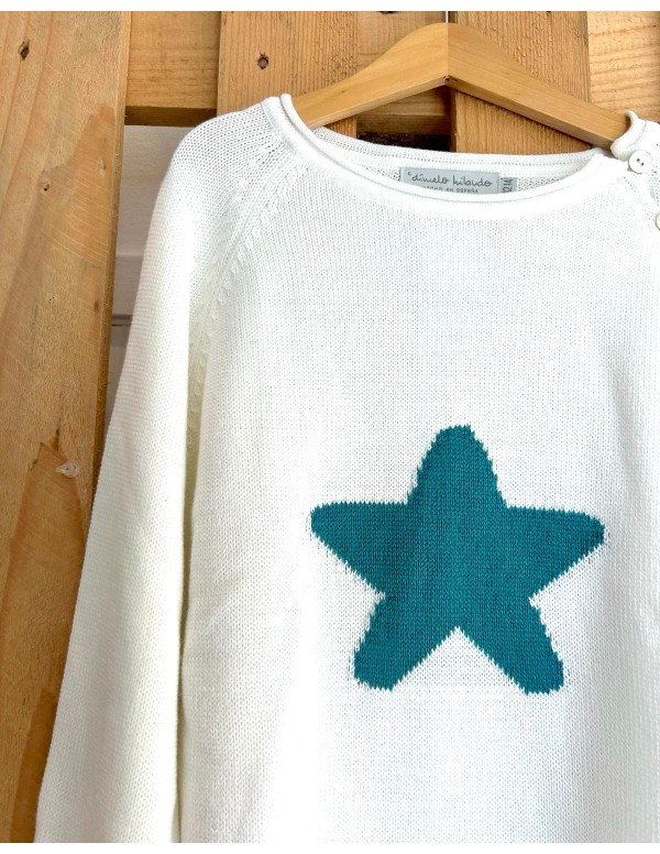 Jersey de punto blanco con estrella agua