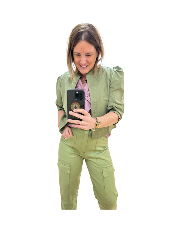 PANTALON JEAN CARGO VERDE