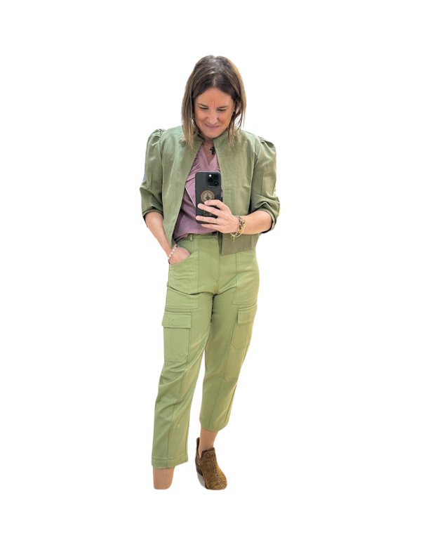 PANTALON JEAN CARGO VERDE