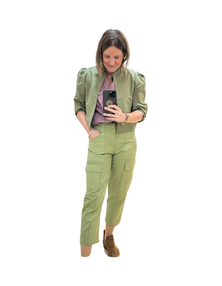 PANTALON JEAN CARGO VERDE