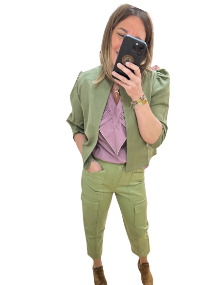 PANTALON JEAN CARGO VERDE
