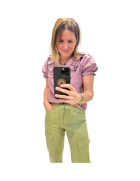 PANTALON JEAN CARGO VERDE