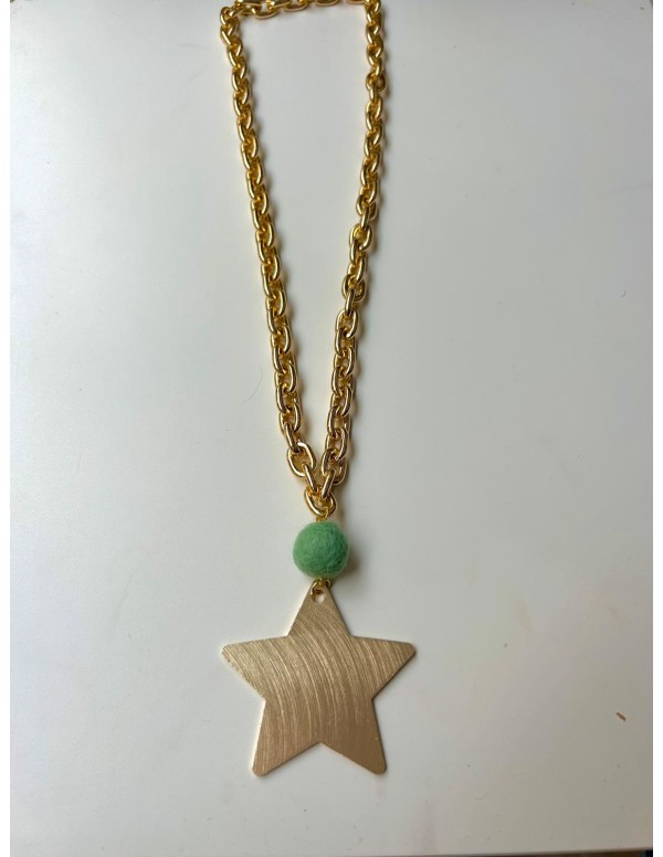 CADENA DORADA ESTRELLA Y POMPON 2
