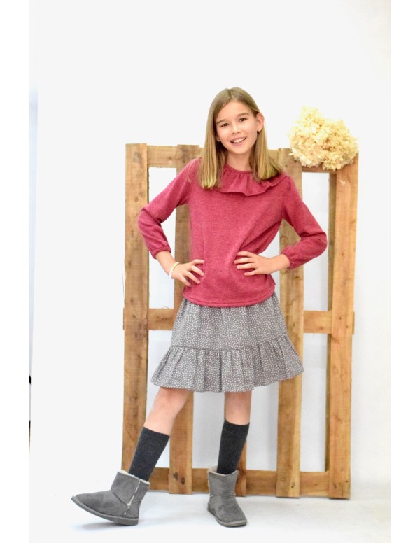 Falda Corazones gris - Dímelo Hilando