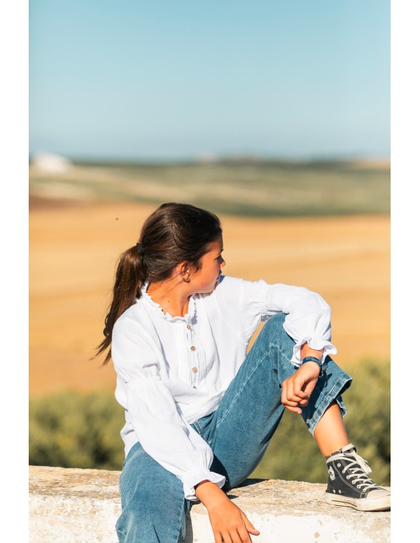 Blusa Jaretas blanca - Dímelo Hilando