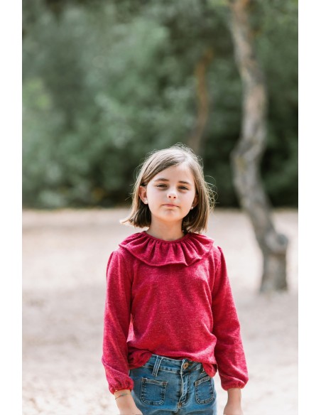 Jersey chica Volanton Twin rosa - Dímelo Hilando