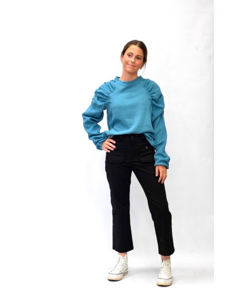 Blusa Abullonada color petróleo - Dímelo Hilando