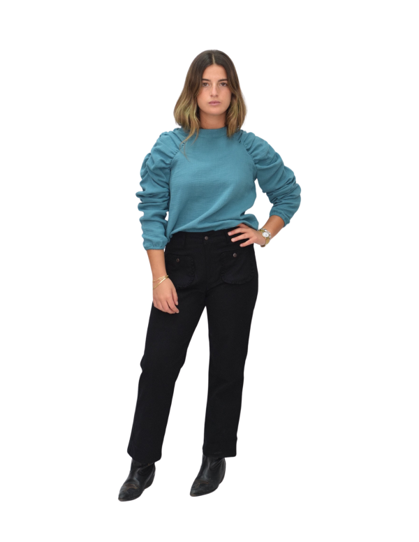 Blusa Abullonada color petróleo - Dímelo Hilando