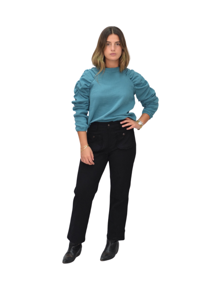 Blusa Abullonada color petróleo - Dímelo Hilando