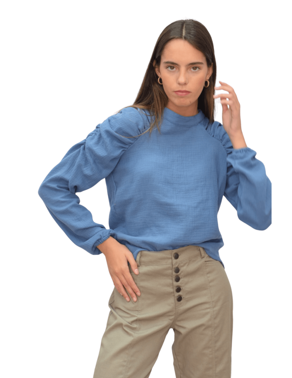 Blusa Abullonada azul - Dímelo Hilando