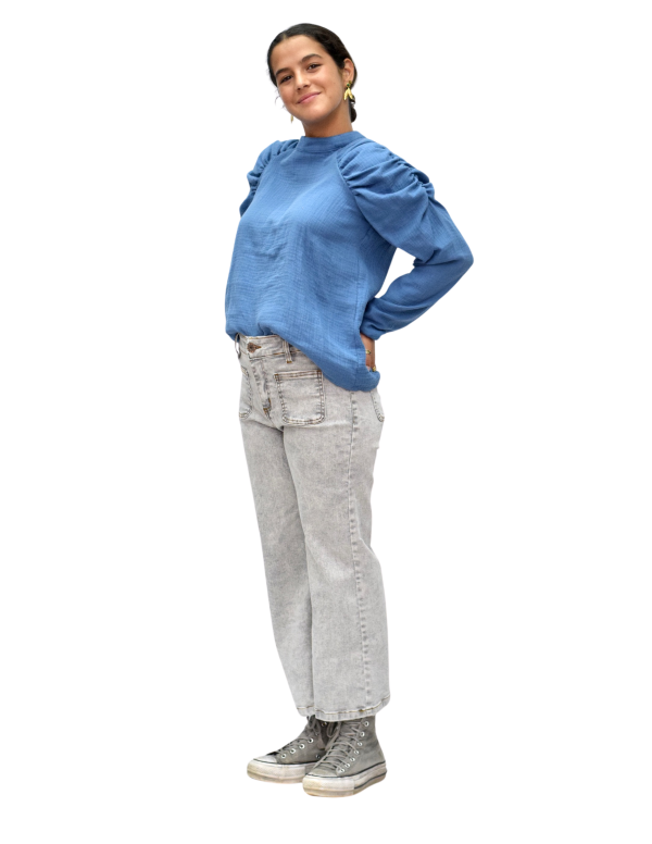 Blusa Abullonada azul - Dímelo Hilando