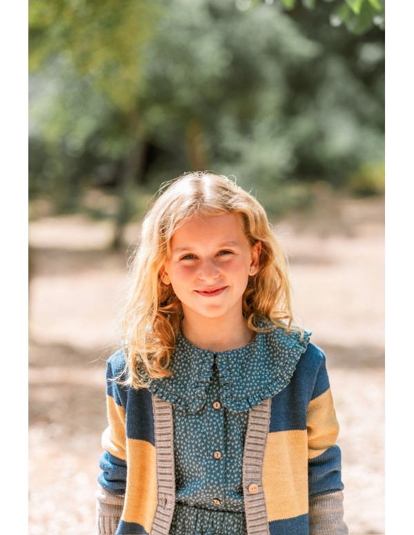 Chaqueta niña Tricolor azul y mostaza - Dímelo Hilando 2
