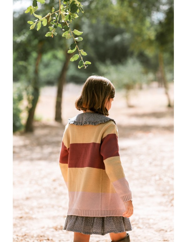 Chaqueta niña Tricolor rosa y mostaza - Dímelo Hilando