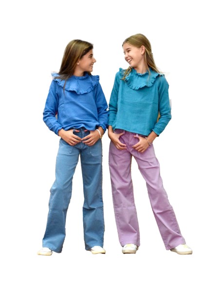 Blusa Nivot Liso azul - Dímelo Hilando