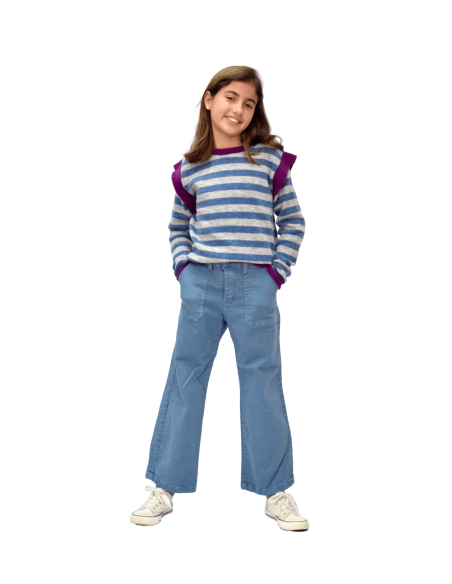 Jersey niña Rayas azul y gris - Dímelo Hilando
