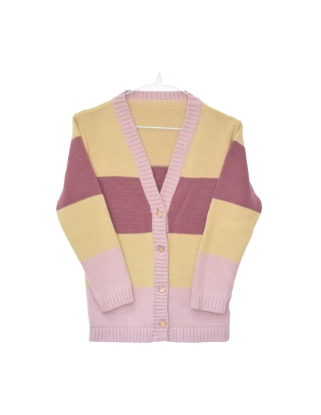 Chaqueta niña Tricolor rosa y mostaza - Dímelo Hilando