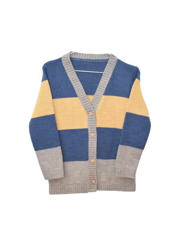 Chaqueta niña Tricolor azul y mostaza - Dímelo Hilando