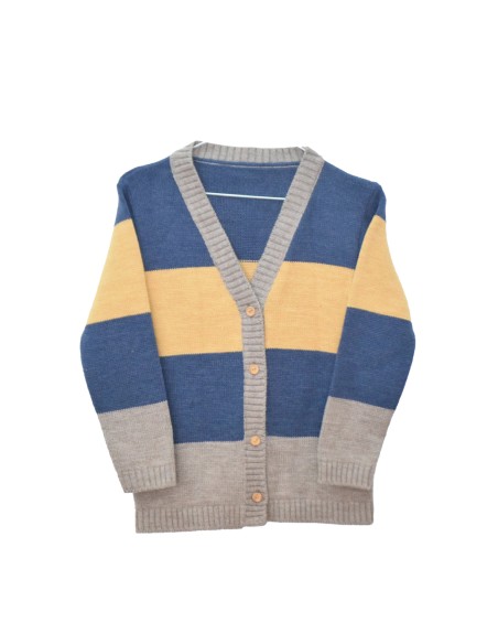 Chaqueta niña Tricolor azul y mostaza - Dímelo Hilando