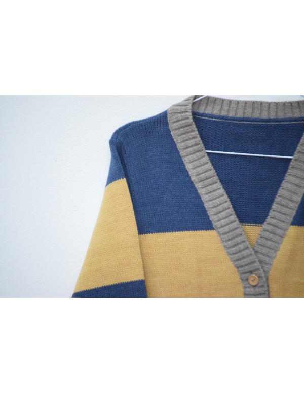 Chaqueta niña Tricolor azul y mostaza - Dímelo Hilando