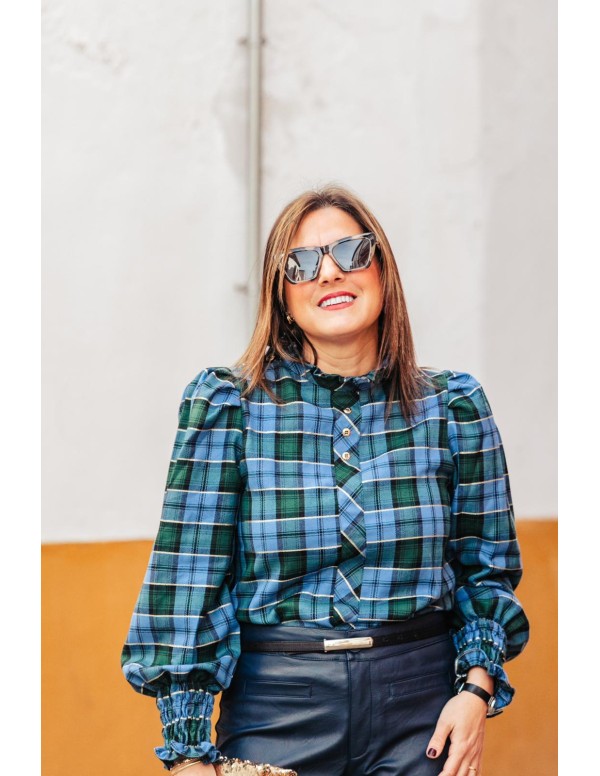 Blusa azul Tartán - Dímelo Hilando