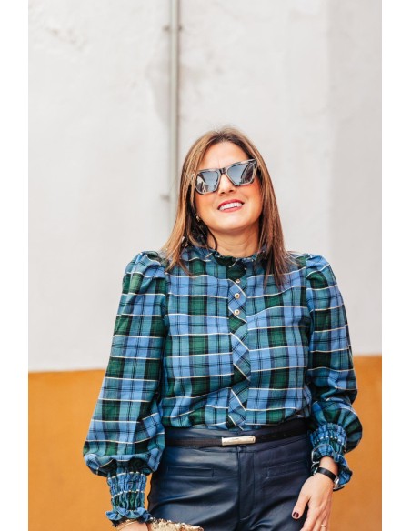 Blusa azul Tartán - Dímelo Hilando