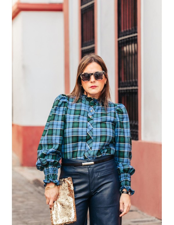 Blusa azul Tartán - Dímelo Hilando