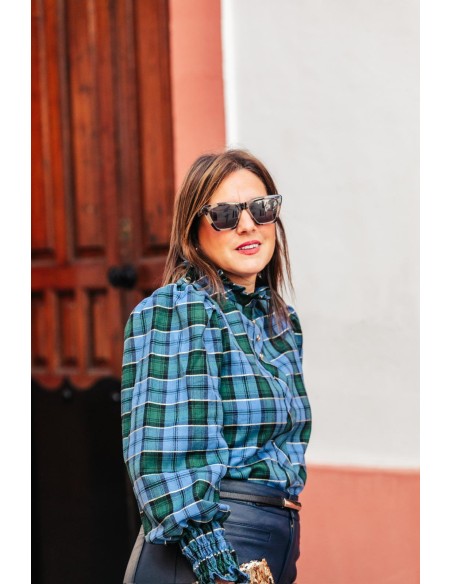Blusa azul Tartán - Dímelo Hilando