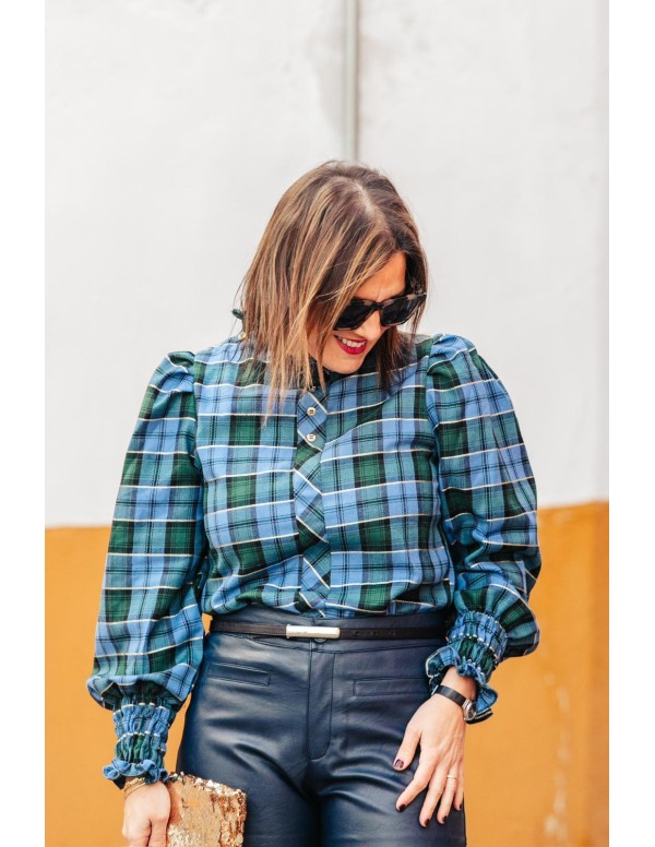 Blusa azul Tartán - Dímelo Hilando 2