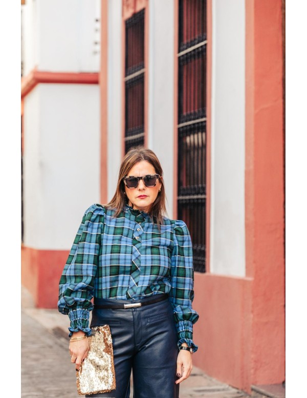 Blusa azul Tartán - Dímelo Hilando