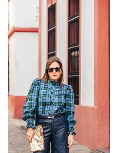 Blusa azul Tartán - Dímelo Hilando