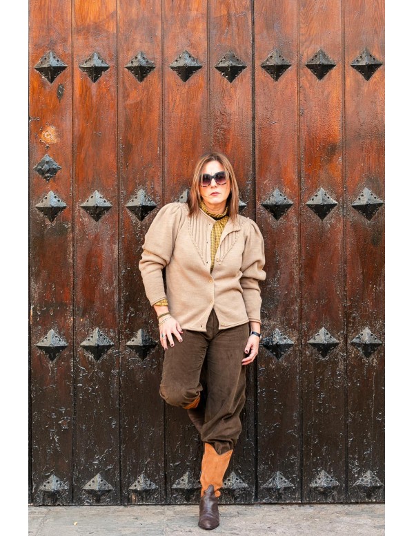 Chaqueta punto beige abullonada mujer - Dímelo Hilando 2