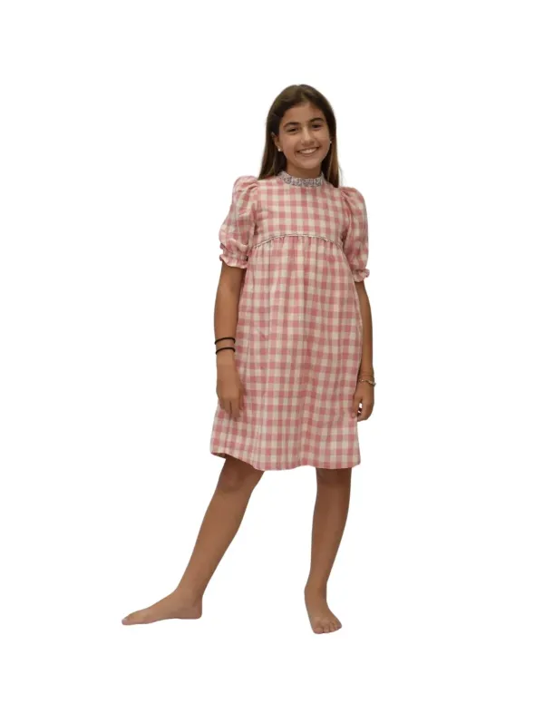 VESTIDO VICHY ROSA 2