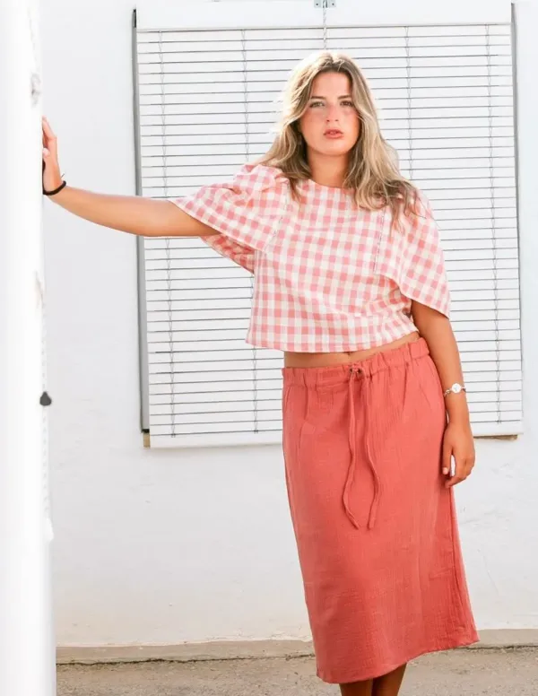 FALDA MIDI ROSA