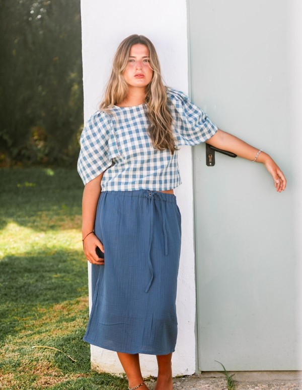 FALDA MIDI AZUL