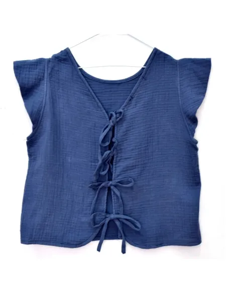 TOP GASA LAZOS AZUL