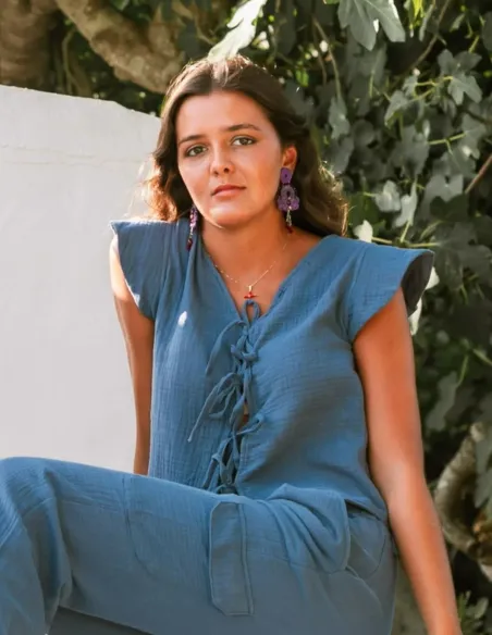 TOP GASA LAZOS AZUL
