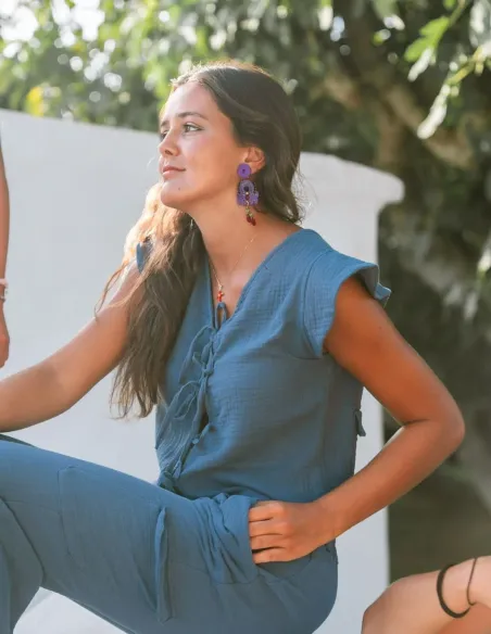 TOP GASA LAZOS AZUL